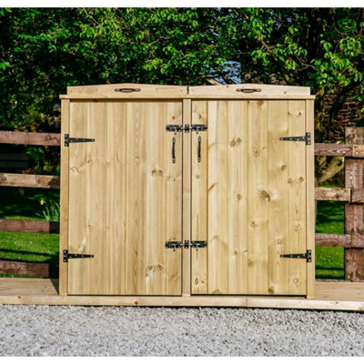 Chatburn Double Wheelie Bin Store - Timber - L97 x W145 x H125 cm ...