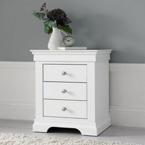Chateaux White 3 Drawer Bedside Table