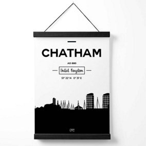 Chatham Black and White City Skyline Medium Poster with Black Hanger