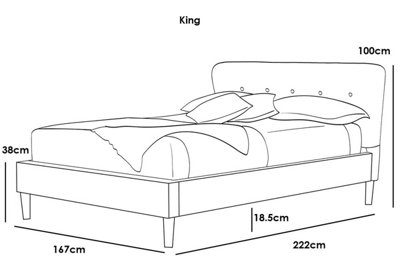 Chatwell Winged Headboard Grey Fabric King Size Bed Frame 5ft