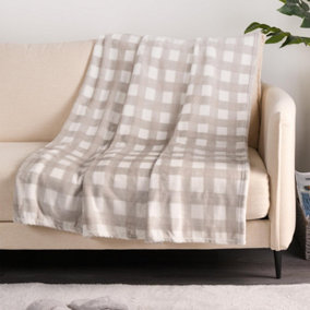 Check Gingham Ultra Soft Fleece Throw Over Blanket Sofa