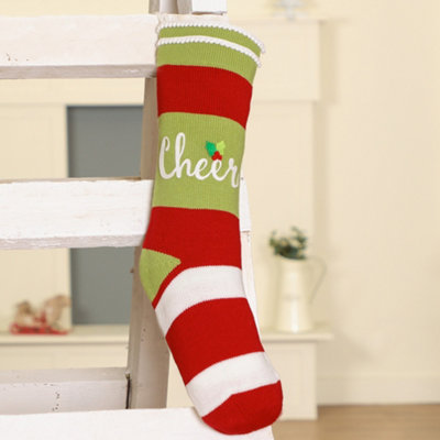 Cheer Candy Striped Xmas Gift Decoration Christmas Stocking - 3