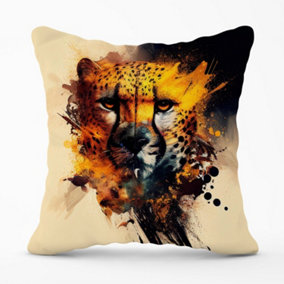 Cheetah Face Splashart Outdoor Cushion 45cm x 45cm