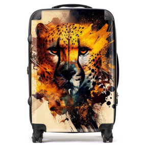Cheetah Face Splashart Suitcase - Medium