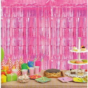 Cheetah Metallic Event Party Photo Backdrop Tinsel Curtain 2M x 1M Pink