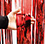 Cheetah Metallic Event Party Photo Backdrop Tinsel Curtain 3M x 1M Red
