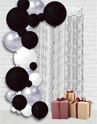 25 Feet Black Christmas Tinsel Garland, Metallic Foil Twist
