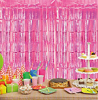 Cheetah Metallic Party Event Photo Backdrop Tinsel Curtain 3M x 1M Pink