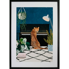 Cheetah Playing Piano - Sarah Manovski - 50 x 70cm Framed Print
