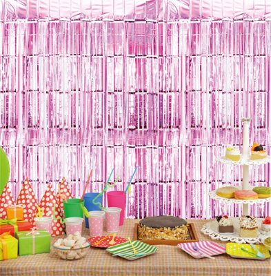 Cheetah Shimmer Party Event Backdrop Tinsel Curtain 2M x 1M Pink