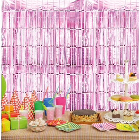 Cheetah Shimmer Party Event Backdrop Tinsel Curtain 2M x 1M Pink