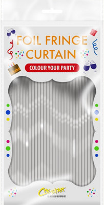 Cheetah Shimmer Party Event Backdrop Tinsel Curtain 2M x 1M Silver