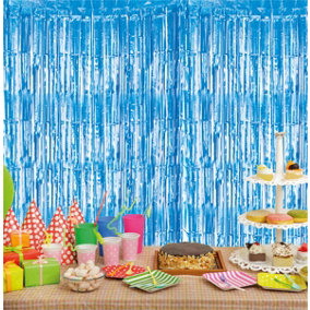 Cheetah Shimmer Party Event Photo Backdrop Tinsel Curtain 3M x 1M Blue