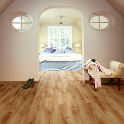 CheEx Sunset Oak Brown Wood Effect 8mm Laminate Flooring For Home (All ...