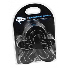 Chef Aid Gingerbread Man Cookie Cutter Set (Pack of 3) Silver (One Size)