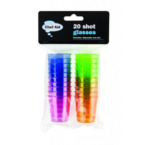 Chef Aid Plastic Shot Gles (Pack of 20) Green/Blue/Orange/Pink (18 x 11.5 x 4cm)