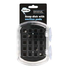 Chef Aid Soap Dish With Suction Pads Black (12.5 x 10 x 4.2cm)