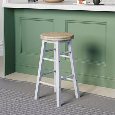 Chef Vida Wooden Revolving Bar Stool - White