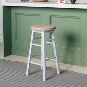 Chef Vida Wooden Revolving Bar Stool - White
