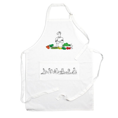 Chefs Apron - Line Art Style Kitchen Apron with Adjustable Neck and ...