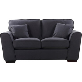 Chelsea 164cm Wide Charcoal Grey Herringbone Fabric 2 Seat Sofa with Scatter Cushions Included