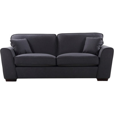 Chelsea 204cm Wide Charcoal Grey Herringbone Fabric 3 Seat Sofa with Scatter Cushions Included