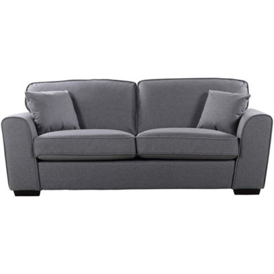 Chelsea 204cm Wide Dark Grey Herringbone Fabric 3 Seat Sofa with Scatter Cushions Included