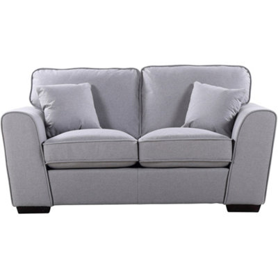 Chelsea 204cm Wide Light Grey Herringbone Fabric 3 Seat Sofa with Scatter Cushions Included