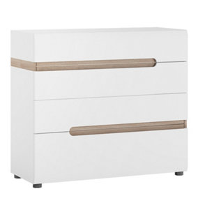 Chelsea 4 Drawer Chest  in White with Oak Trim