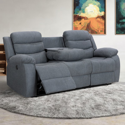 Chelsea Electric Recliner 3 Seater Sofa in Dark Grey Fabric