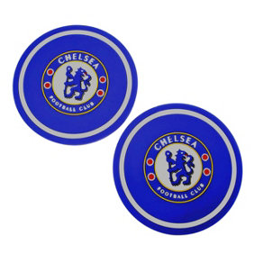 Chelsea FC Coaster Set (Pack of 2) Royal Blue/White (One Size)