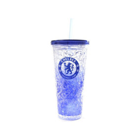 Chelsea FC Crest 600ml Freezer Cup With Straw Blue (One Size)