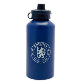 Chelsea FC Crest Aluminium Water Bottle Royal Blue/White (One Size, One Size)