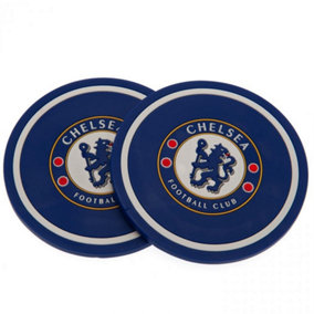 Chelsea FC Crest Coaster Set (Pack of 2) Blue/White (One Size)