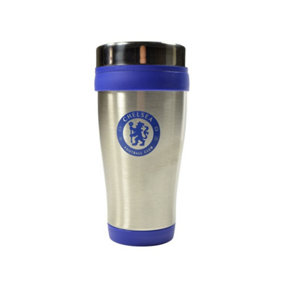 Chelsea FC Executive Metallic Travel Mug Silver/Blue (One Size)