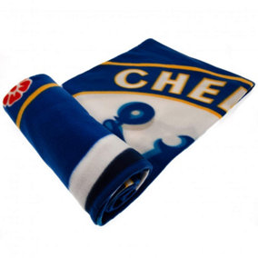 Chelsea FC Fleece Pulse Blanket Royal Blue/White (One Size)
