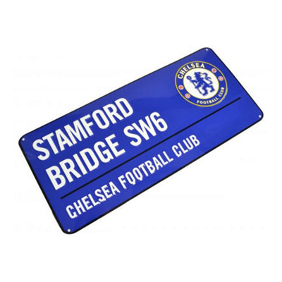 Chelsea FC Official Football Coloured Metal Street Sign Blue/White (One ...