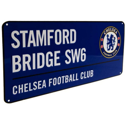 Chelsea FC Official Football Coloured Metal Street Sign Blue/White (One ...