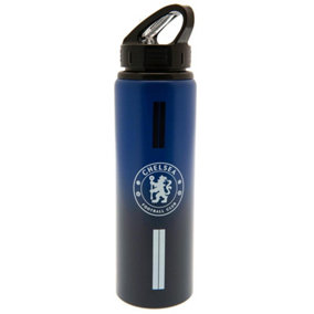 Chelsea FC Stripe Aluminium Water Bottle Royal Blue/Black (One Size)