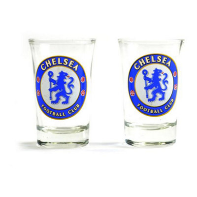 Chelsea FC Two Pack Home Word Mark Shot Gles Transparent/Blue (One Size)
