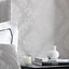 Chelsea Glitter Damask Wallpaper In Soft Grey And Silver