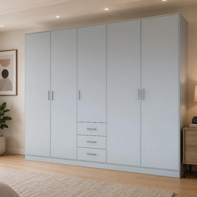 Chelsea Grey 5 Door Wardrobe with 3 Drawers