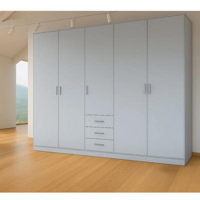 Chelsea Grey 5 Door Wardrobe with 3 Drawers