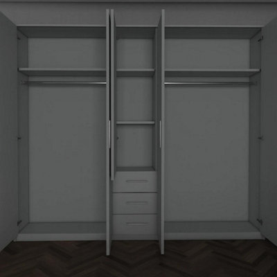 Chelsea Grey 5 Door Wardrobe with 3 Drawers