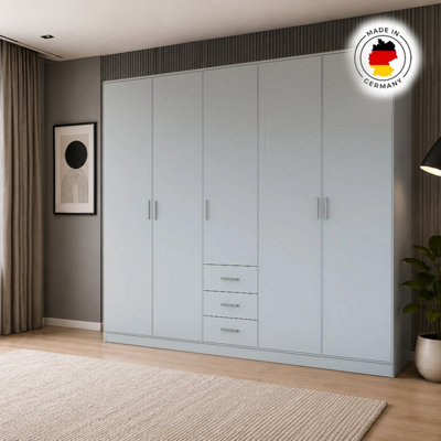 Chelsea Grey 5 Door Wardrobe with 3 Drawers