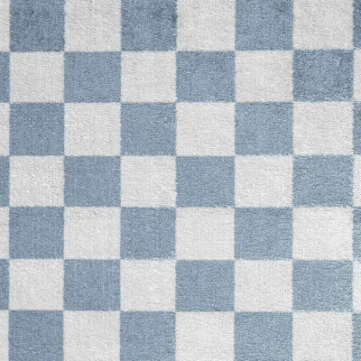CHELSEA Machine Washable Geometric Pale Blue Checkered Area Rug 200 x 275 cm