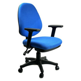 Chelsea Office Chair with Adjustable Arms in Blue Fabric
