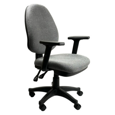 Chelsea Office Chair with Adjustable Arms in Grey Fabric