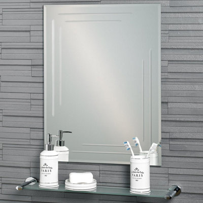 Chelsea Rectangular Wall Mounted Frameless Bathroom Mirror 60 x 45cm