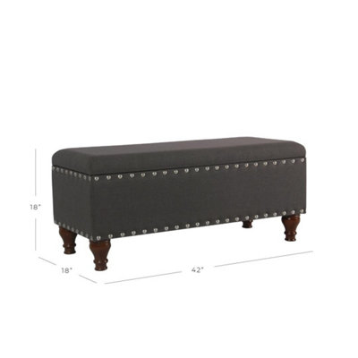 Large upholstered store storage bench